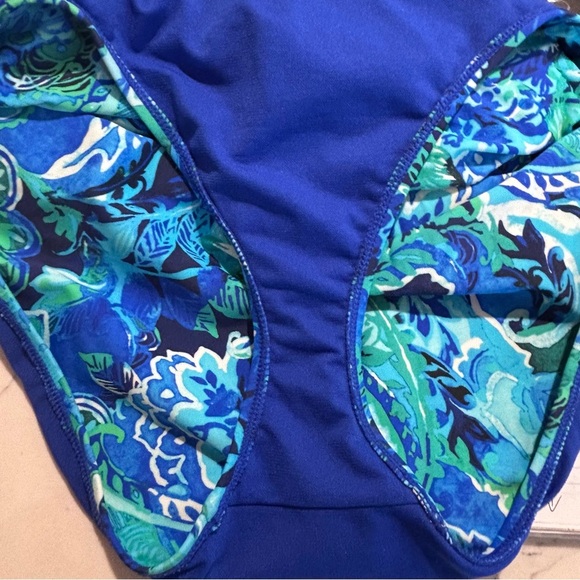 LAURE RALPH LAUREN Sz 10 One Piece Swimsuit Ruched Underwire Inside Mesh - Picture 9 of 11